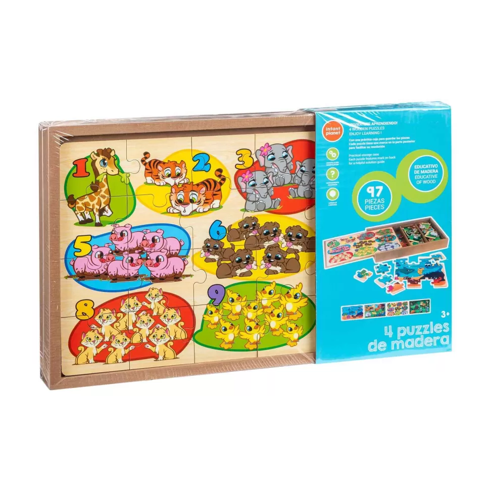 Infant Planet Juguetes De Madera^4 Puzzles De Madera En 1 | Juguetes De Madera