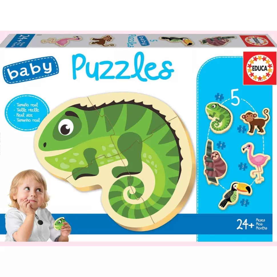 Educa Borras Puzzles Y Educativos^Baby Puzzles Animales Tropicales Set De 5 Puzzles Progresivos