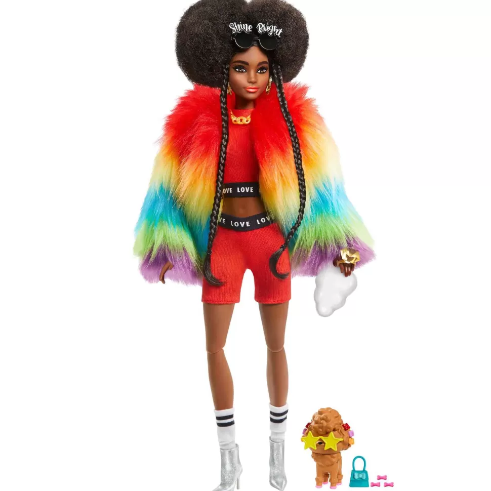 Barbie Extra Muneca Con Abrigo Arcoiris Y Estilo Afro* Muñecas