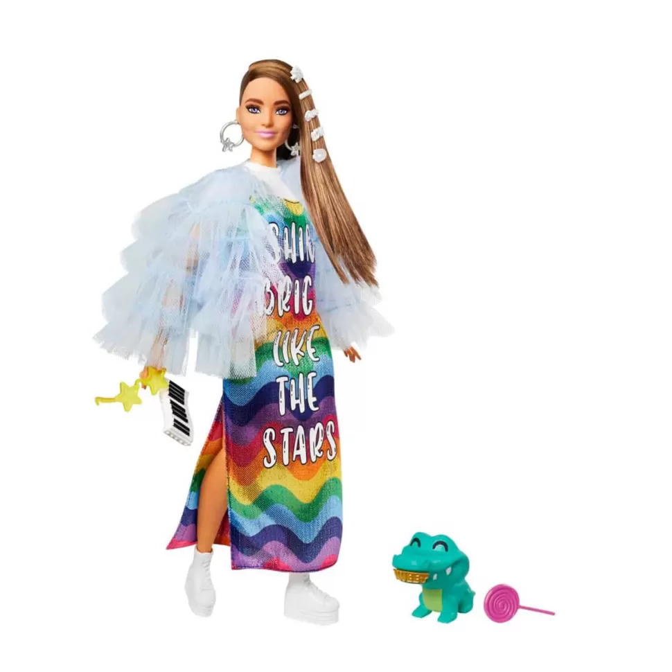 Barbie Muñecas^ Extra Muneca Vestido Arcoiris