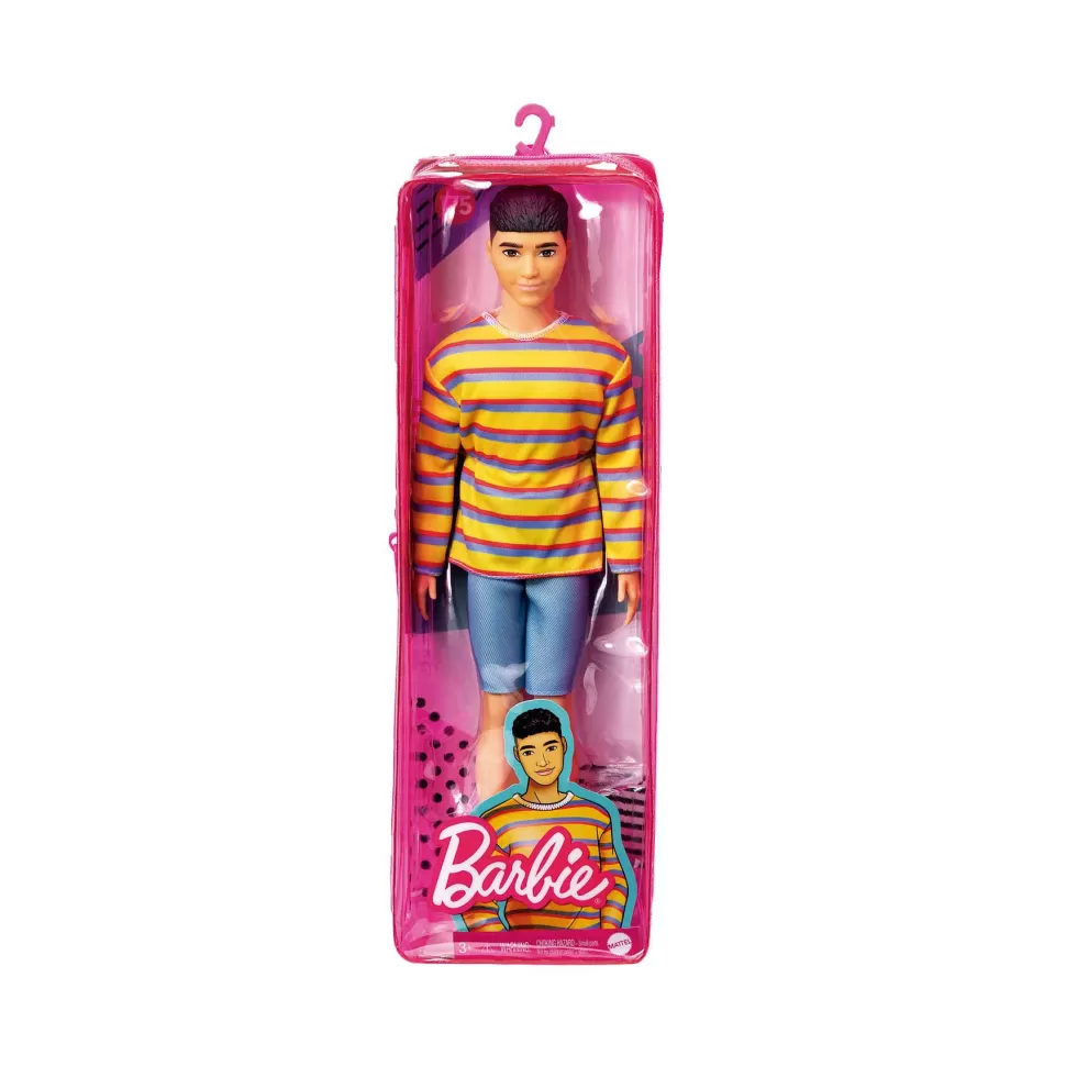 Barbie Muñecas^ Ken Fashionista Asiatico Con Camiseta A Rayas Oversized