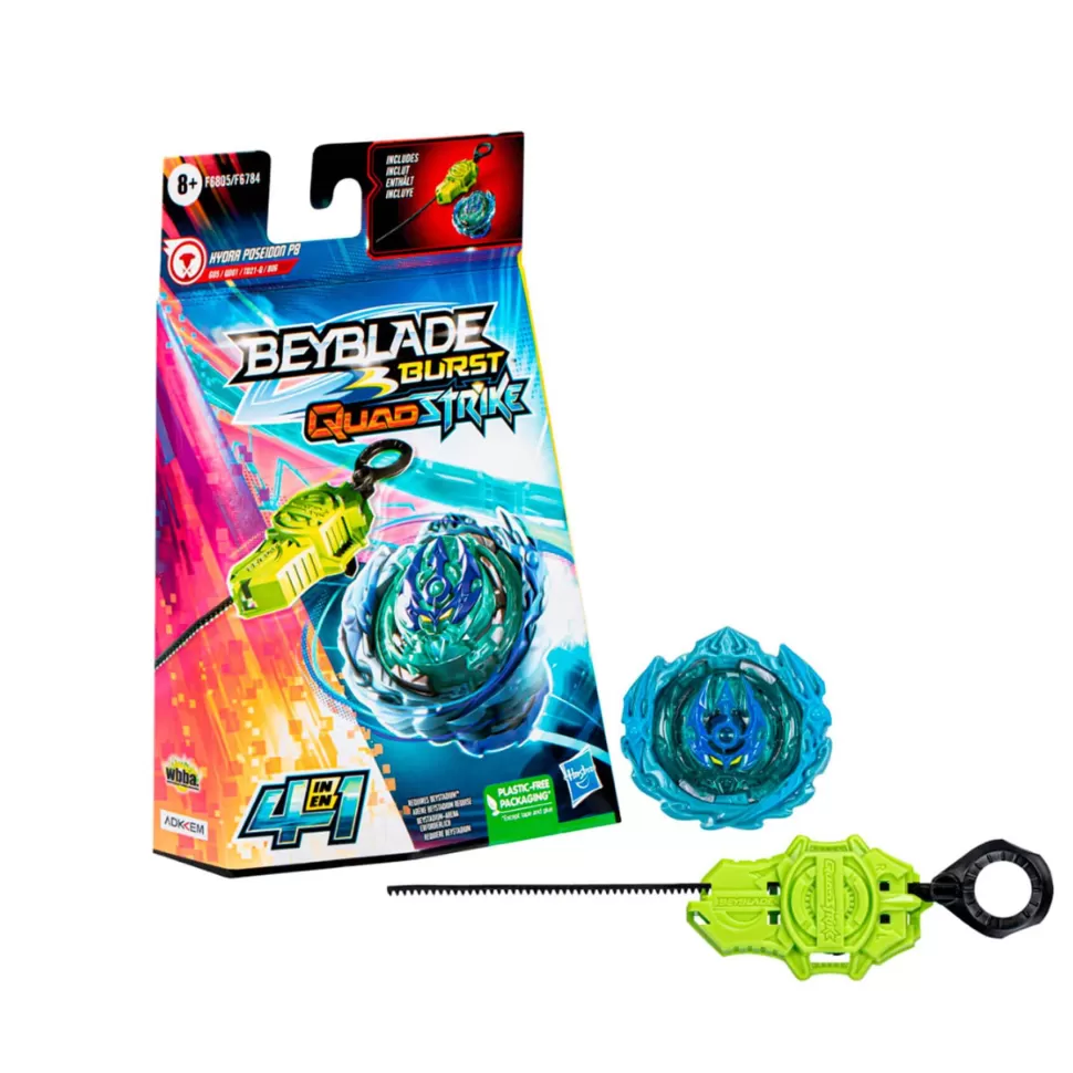 Beyblade Burst Quadstrike - Kit Inicial Con Hydra Poseidon K8* Figuras Y Minimundos