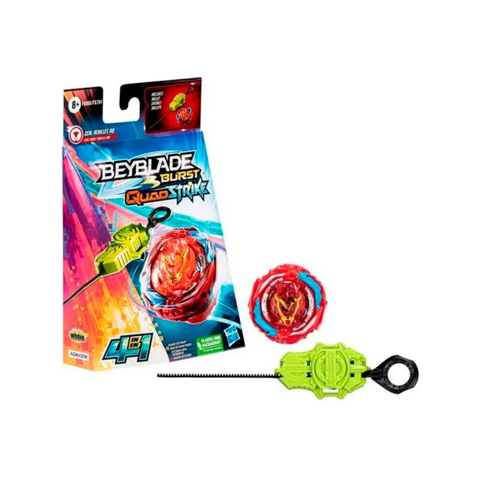 Beyblade Figuras Y Minimundos^ Burst Quadstrike - Kit Inicial Con Zeal Achilles A8