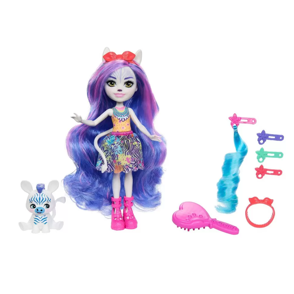 Enchantimals Glam Party Zemirah Zebra Y Grainy Muneca Con Mascota Cebra Y Accesorios Para Peinar* Muñecas
