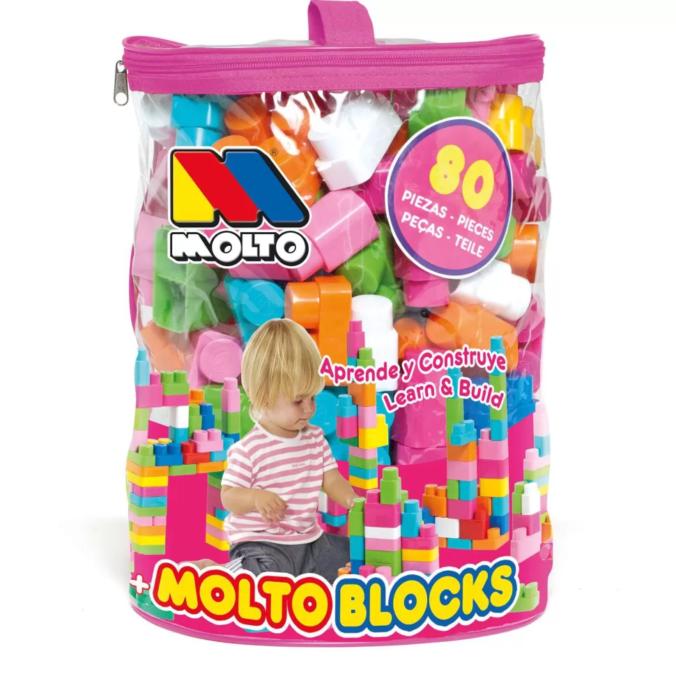 Molto Juegos De Construcción^ Bolsa 80 Bloques Rosa