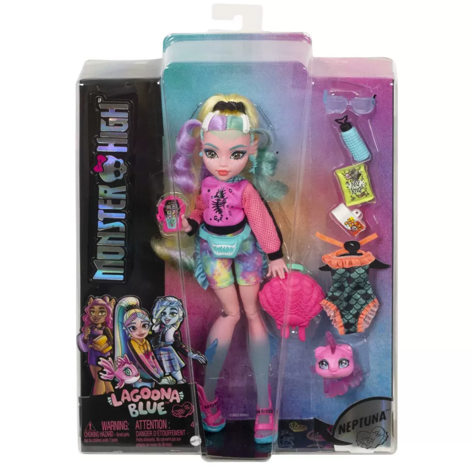 Monster High Muñecas^ Lagoona Blue Muneca Articulada Con Mascota Y Accesorios De Moda