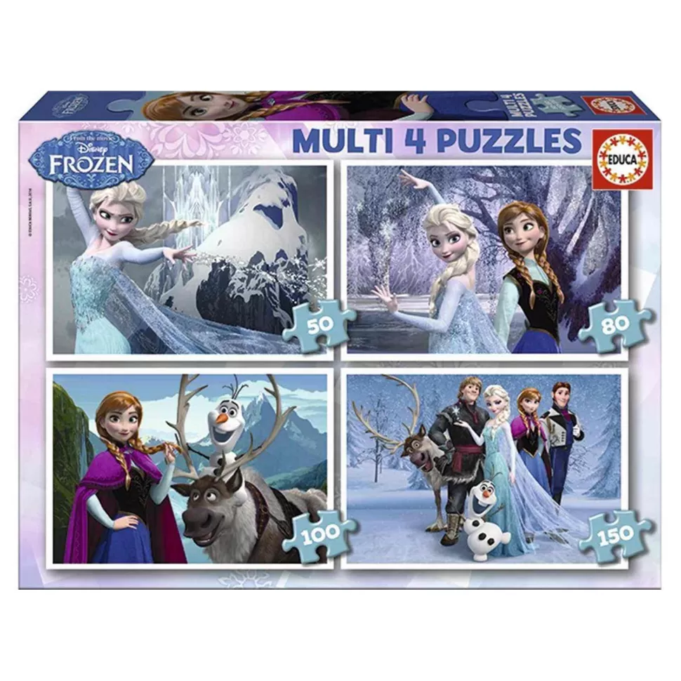 Educa Borras Multi 4 Puzzles Frozen 50-80-100-150* Puzzles Y Educativos