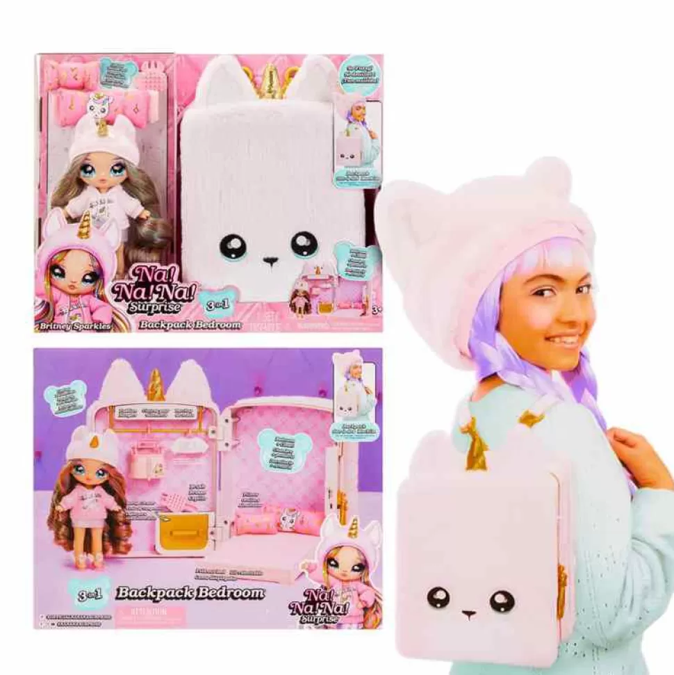Na! Na! Na! Surprise 3-In-1 Mochila Habitacion Unicornio- Britney Sparkles (Rosa)* Muñecas