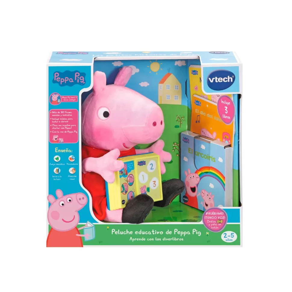 VTech Peppa Pig Peluche Interactivo Aprende Con Los Diverlibros * Primera Infancia