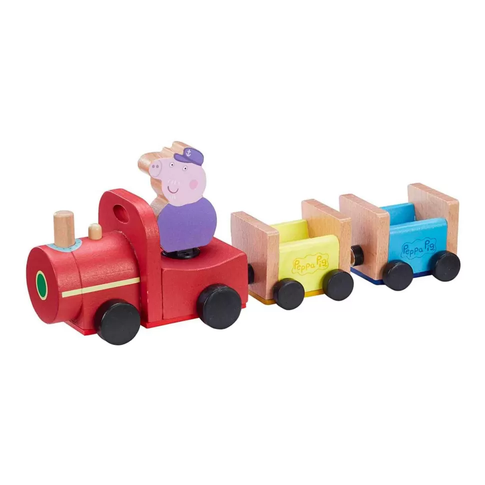 Peppa Pig Juguetes De Madera^ Tren De Madera Con Figura Abuelo Pig