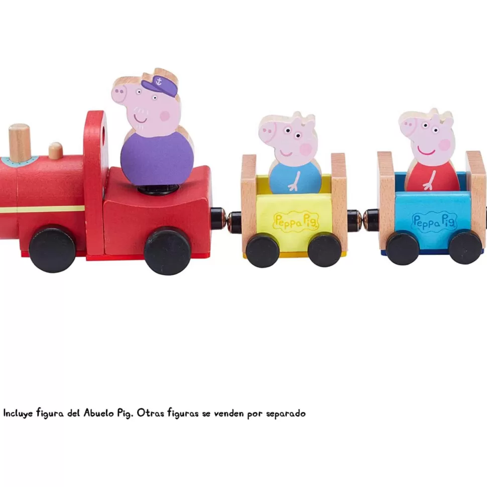 Peppa Pig Juguetes De Madera^ Tren De Madera Con Figura Abuelo Pig