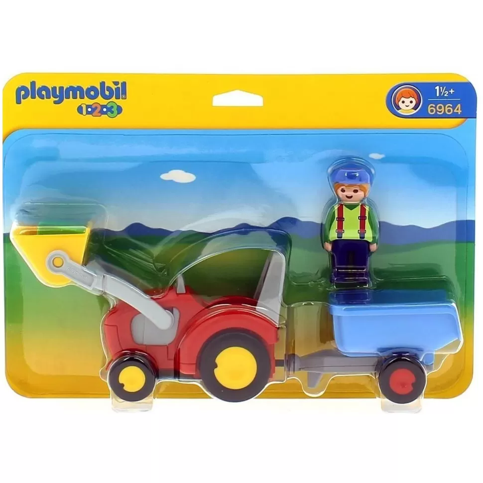 Playmobil 1.2.3 Tractor Con Remolque 6964* Juegos De Construcción