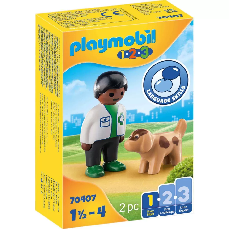 Playmobil 1.2.3 Veterinario Con Perro* Juegos De Construcción