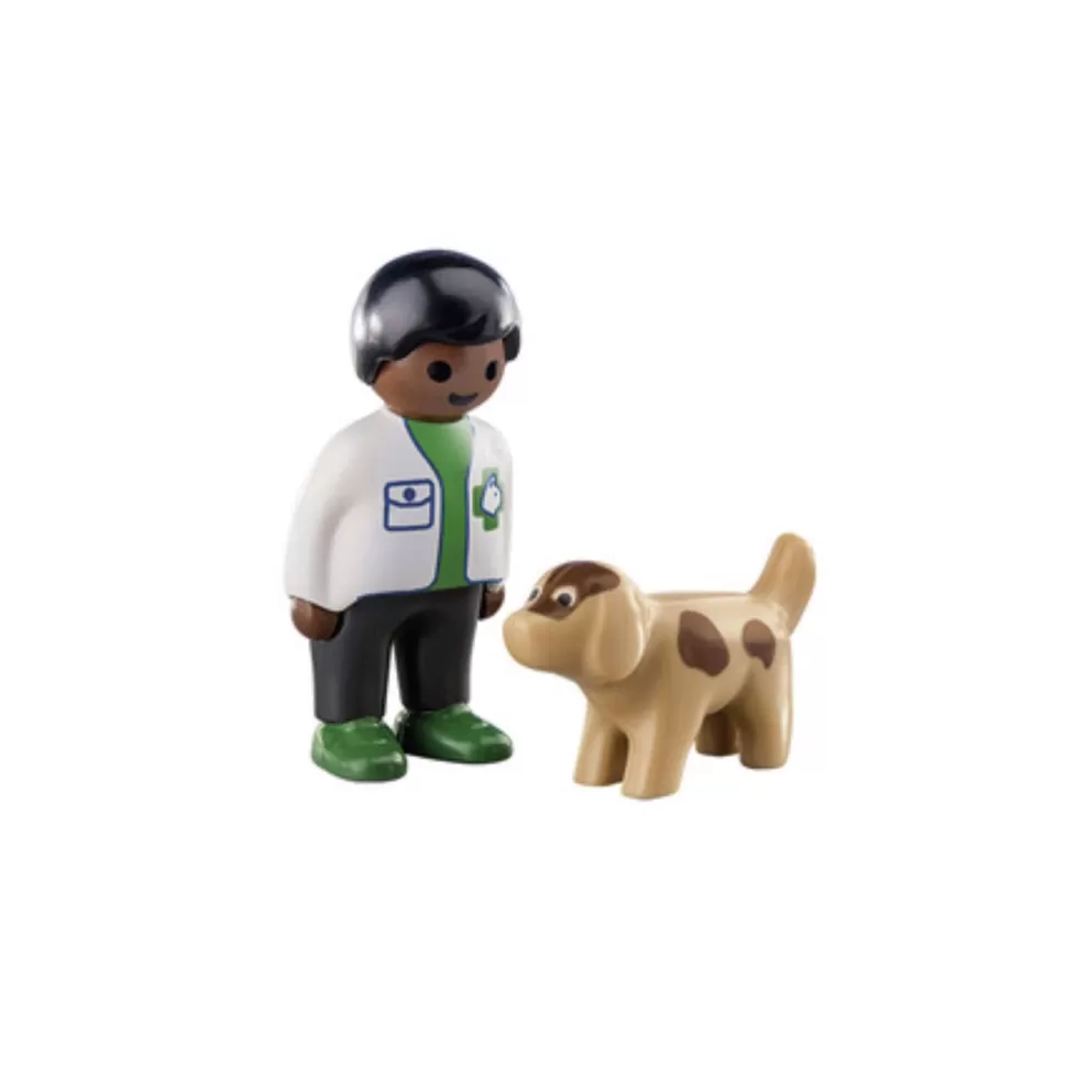 Playmobil 1.2.3 Veterinario Con Perro* Juegos De Construcción