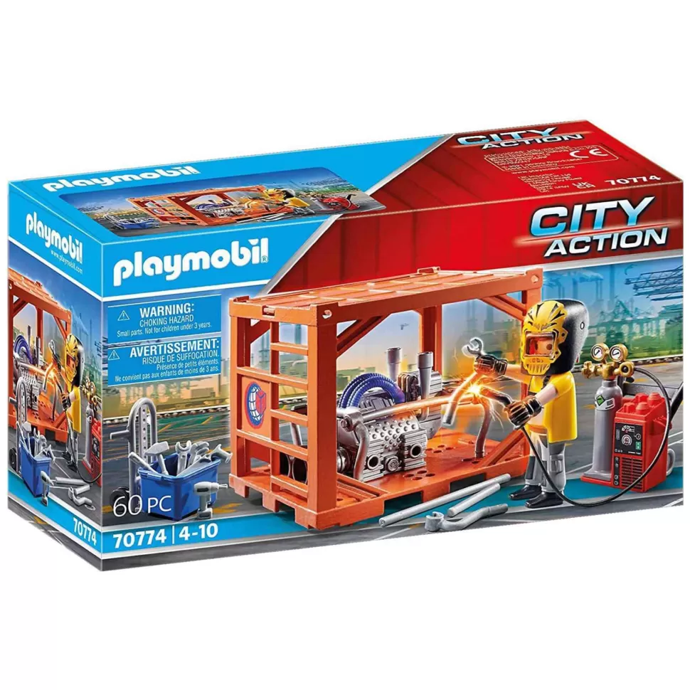 Playmobil Juegos De Construcción^ City Action Fabricante De Contenedores 70774