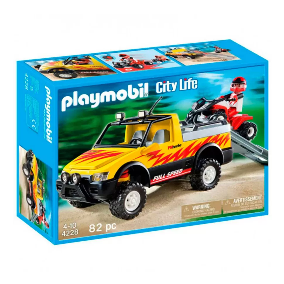 Playmobil Juegos De Construcción^ City Action Pick Up Con Quad De Carreras