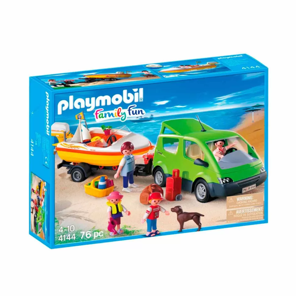 Playmobil Juegos De Construcción^ Coche Familiar Con Lancha