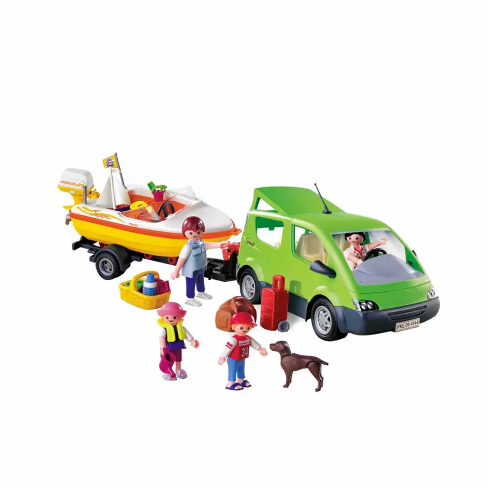 Playmobil Juegos De Construcción^ Coche Familiar Con Lancha