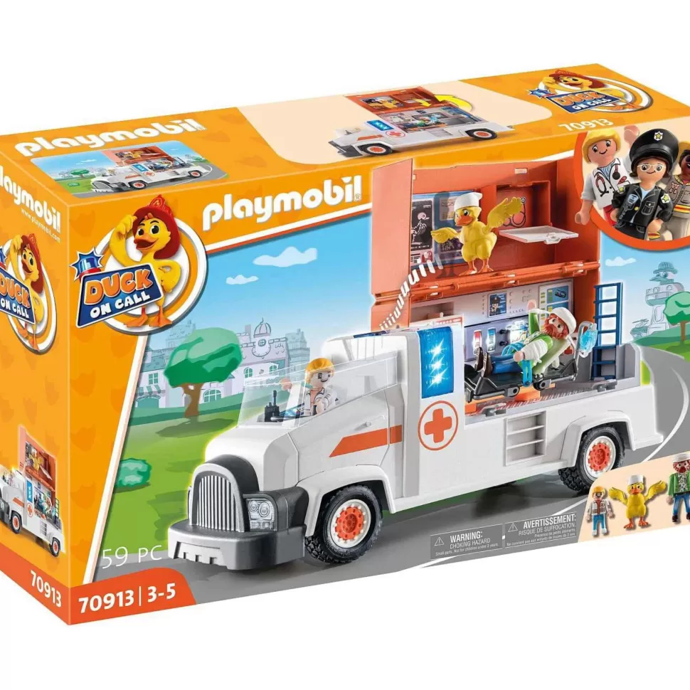 Playmobil Duck On Call Camion Ambulancia Con Estacion 70913* Juegos De Construcción