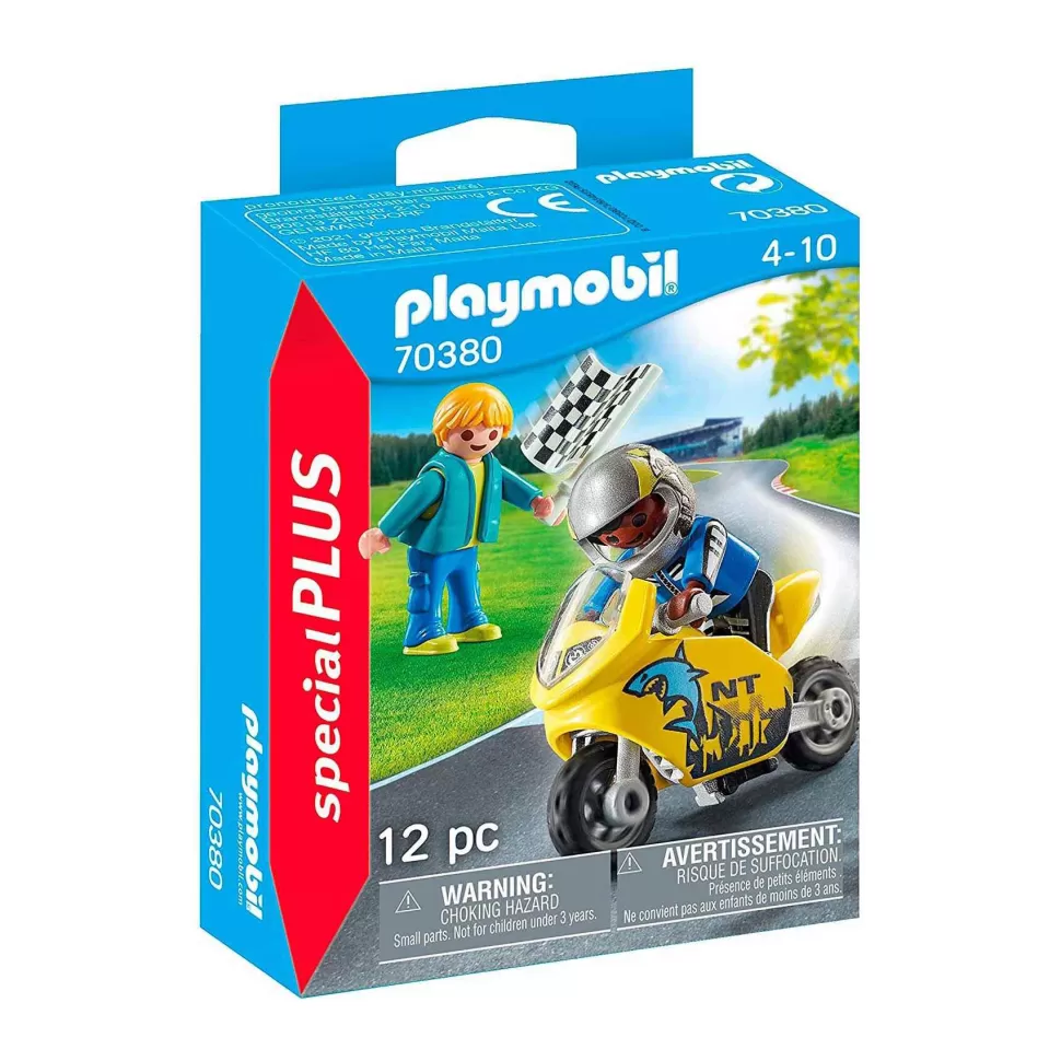 Playmobil Juegos De Construcción^ Ninos Con Mini Moto De Carreras 70380