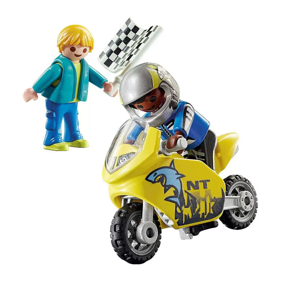 Playmobil Juegos De Construcción^ Ninos Con Mini Moto De Carreras 70380