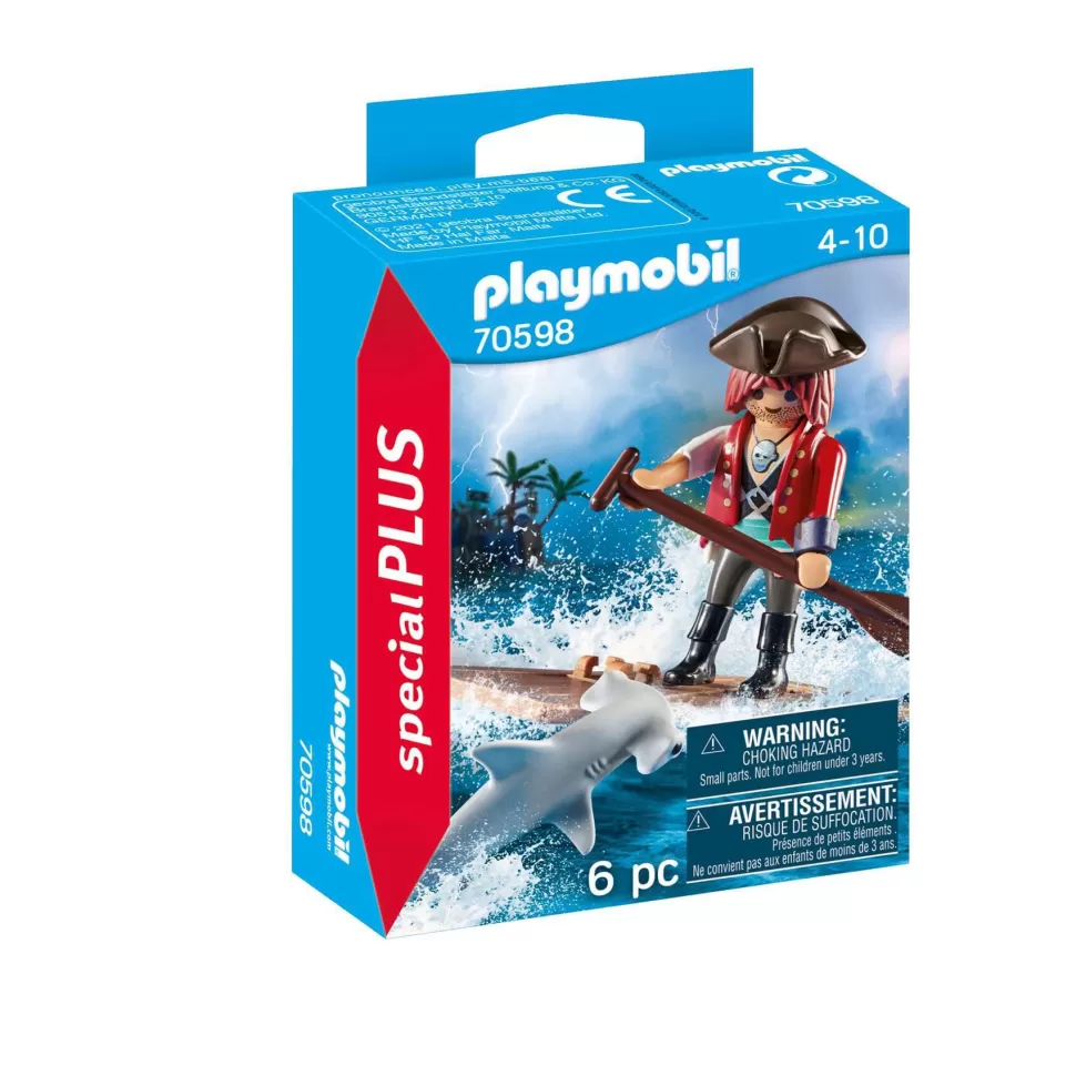 Playmobil Juegos De Construcción^ Pirata Con Balsa Y Tiburon Martillo