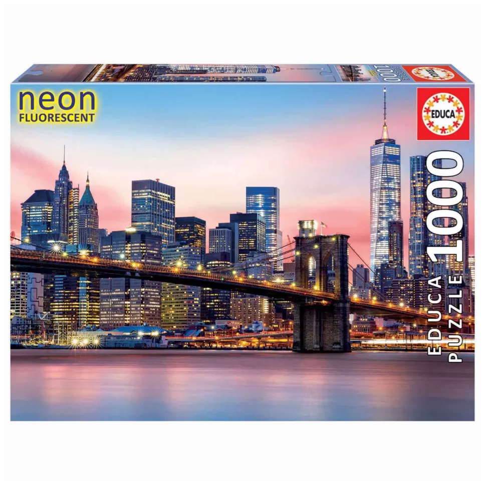 Educa Borras Puzzle 1000 Piezas Puente De Brooklyn Neon* Puzzles Y Educativos