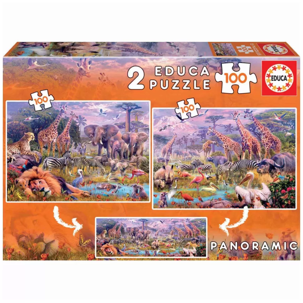 Educa Borras Puzzles Y Educativos^Puzzle 2X100 Animales Salvajes