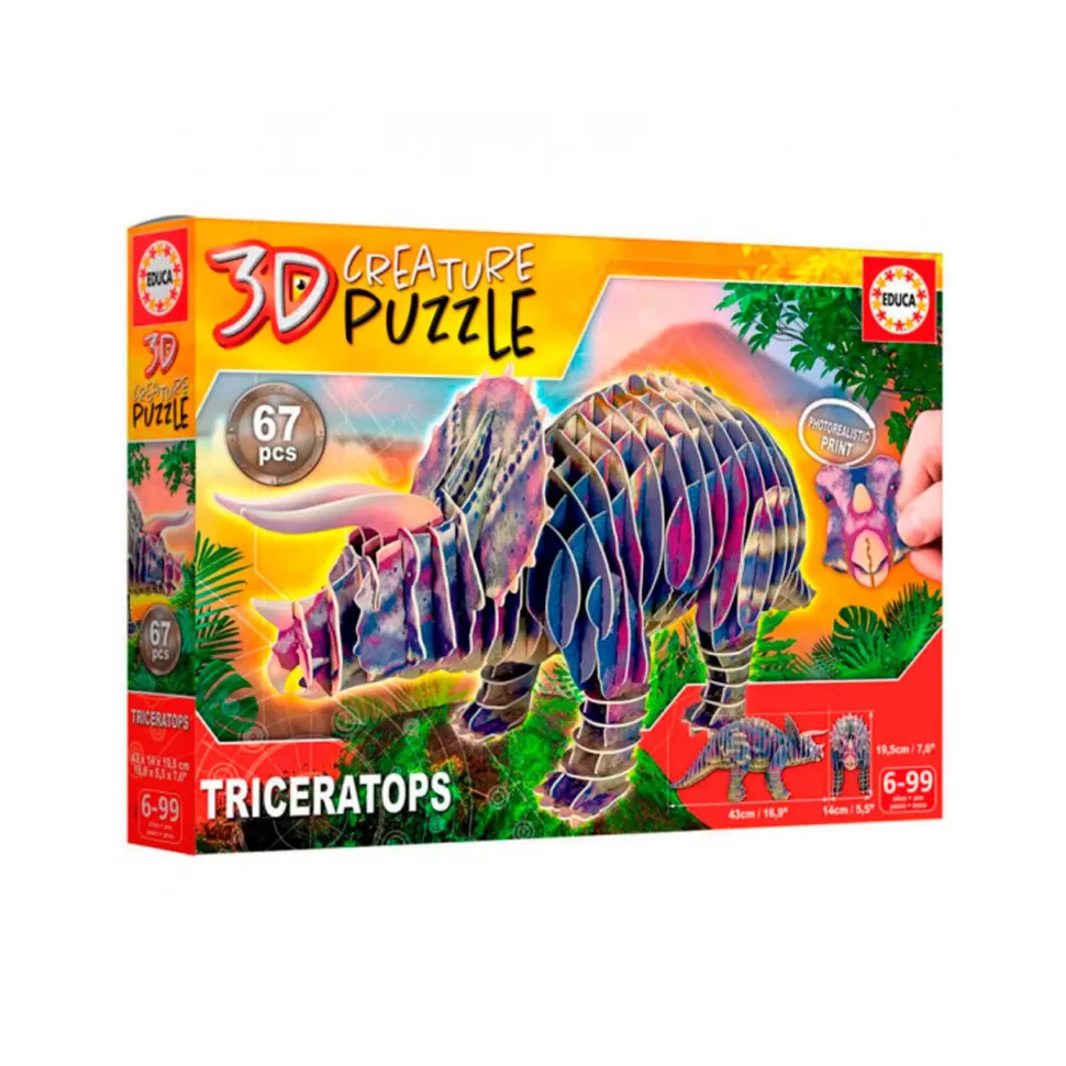 Educa Borras Puzzle 3D Creature Triceratops* Puzzles Y Educativos