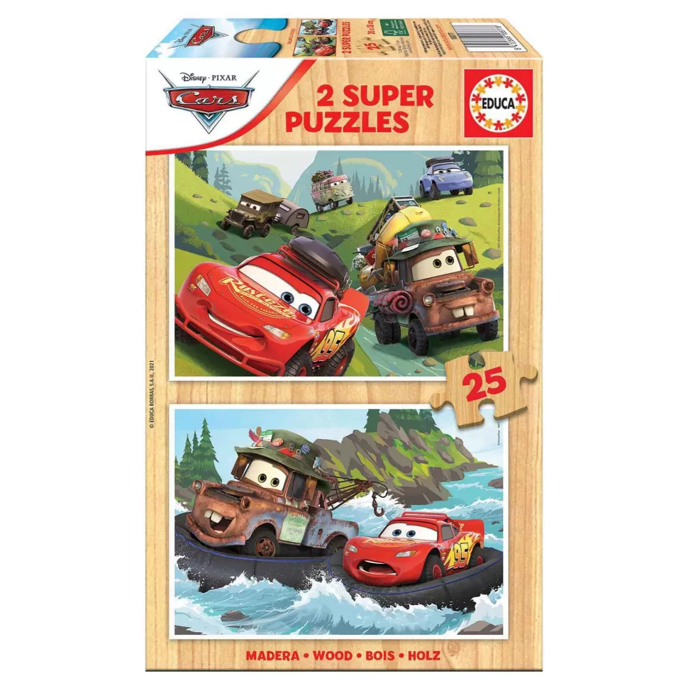 Educa Borras Juguetes De Madera^Puzzle De Madera Cars 2X25 Piezas