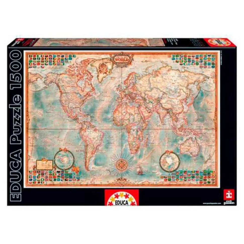 Educa Borras Puzzles Y Educativos^Puzzle El Mundo Mapa Politico 1500 Piezas