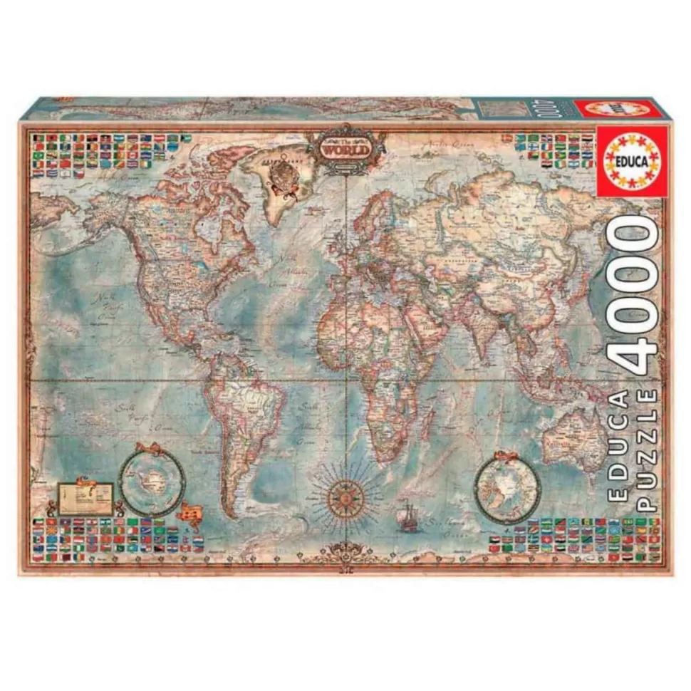 Educa Borras Puzzles Y Educativos^Puzzle El Mundo Mapa Politico 4000 Piezas