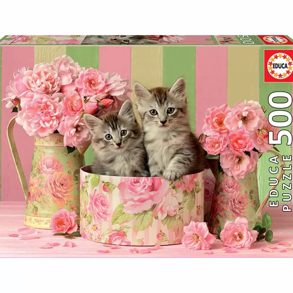 Educa Borras Puzzles Y Educativos^Puzzle Gatitos Con Rosas 500 Piezas