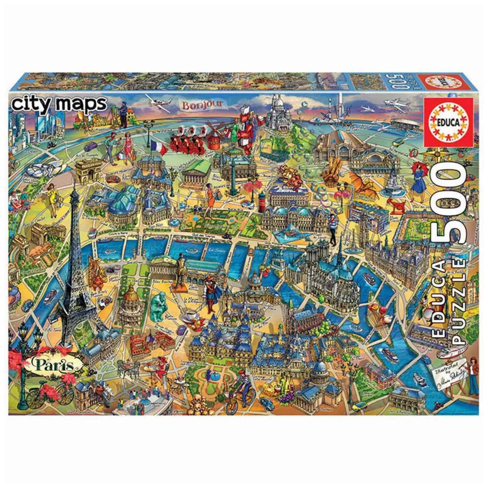 Educa Borras Puzzles Y Educativos^Puzzle Mapa De Paris City Maps 500 Piezas