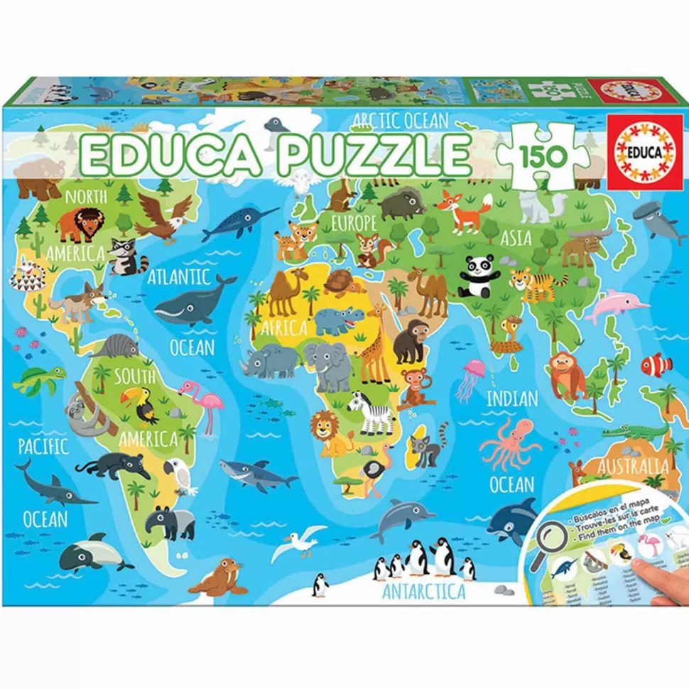 Educa Borras Puzzle Mapamundi Animales 150 Piezas* Puzzles Y Educativos