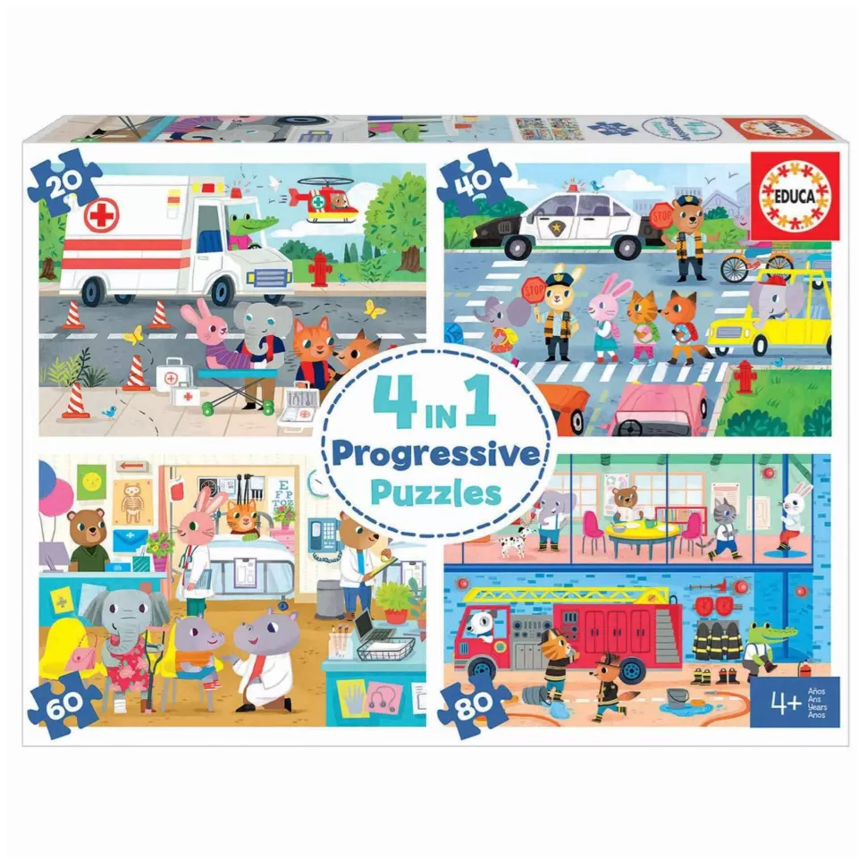 Educa Borras Puzzle Progresivo Infantil Heroes En Accion 4 En 1* Puzzles Y Educativos