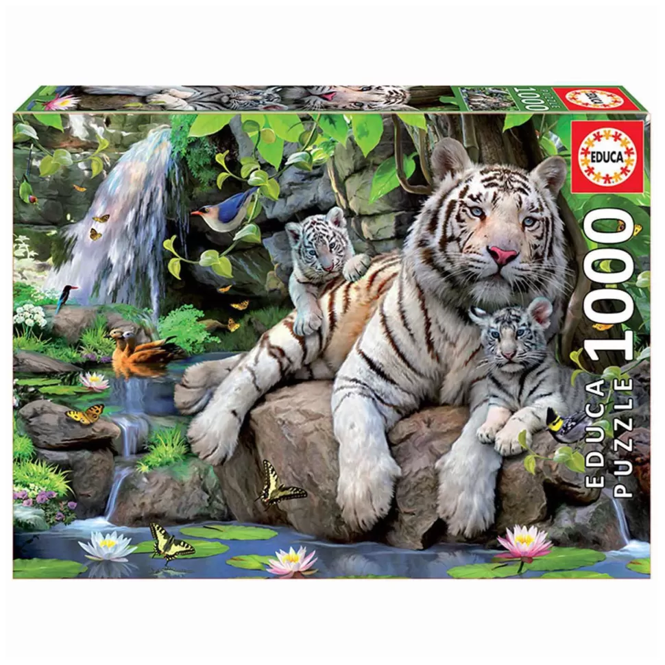 Educa Borras Puzzles Y Educativos^Puzzle Tigres Blancos De Bengala 1000 Piezas