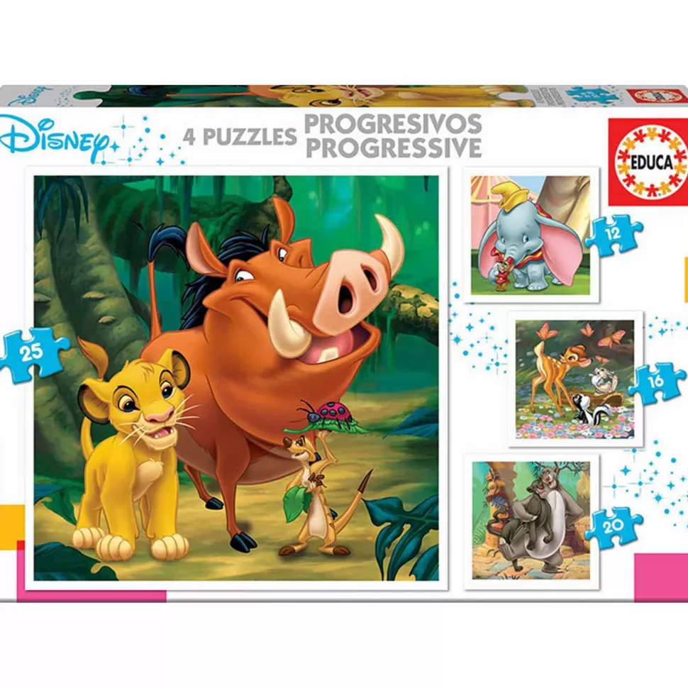 Educa Borras Puzzles Progresivos Animals Dumbo Bambi Rey Leon* Puzzles Y Educativos