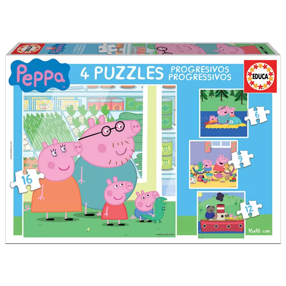 Educa Borras Puzzles Progresivos Peppa Pig 16 Piezas* Puzzles Y Educativos