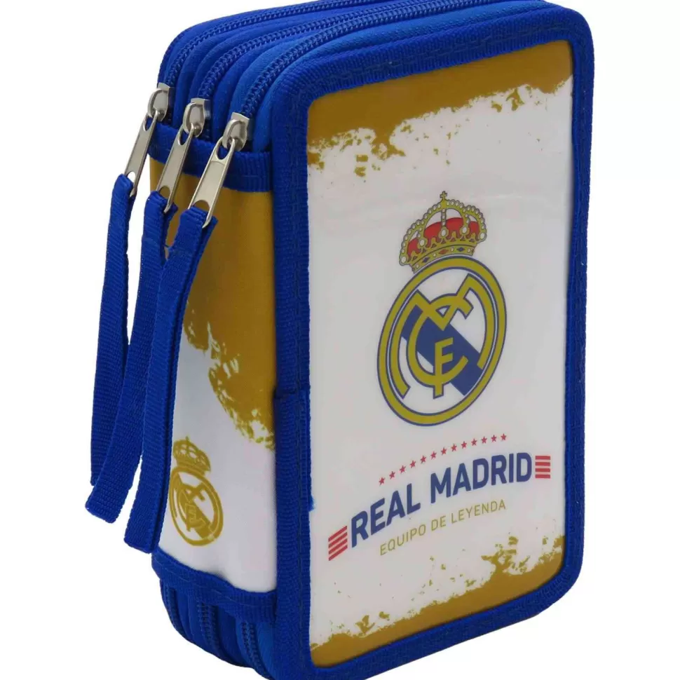 Real Madrid Vuelta Al Cole^ Plumier 3 Pisos Con Material Escolar