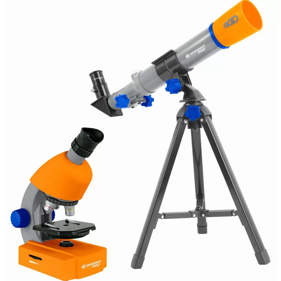 * Puzzles Y Educativos^Set Telescopio Mas Microscopio Bresser