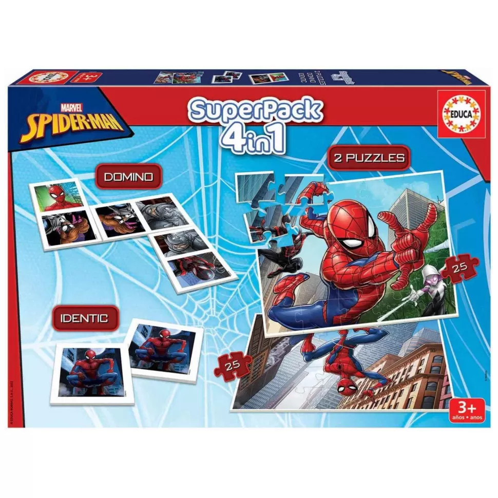 Educa Borras Spiderman Superpack Con Puzzle Domino Y Juegos Educativos* Puzzles Y Educativos