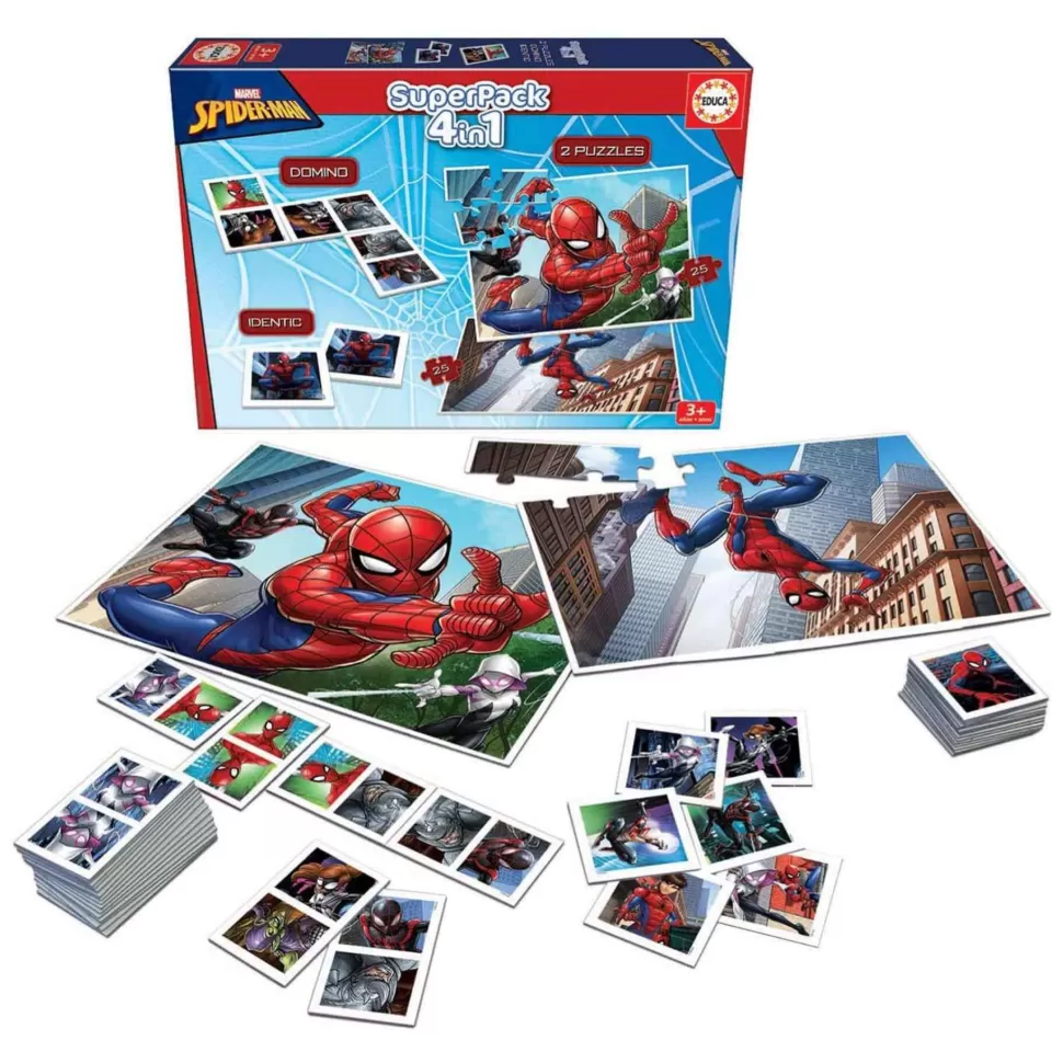 Educa Borras Spiderman Superpack Con Puzzle Domino Y Juegos Educativos* Puzzles Y Educativos