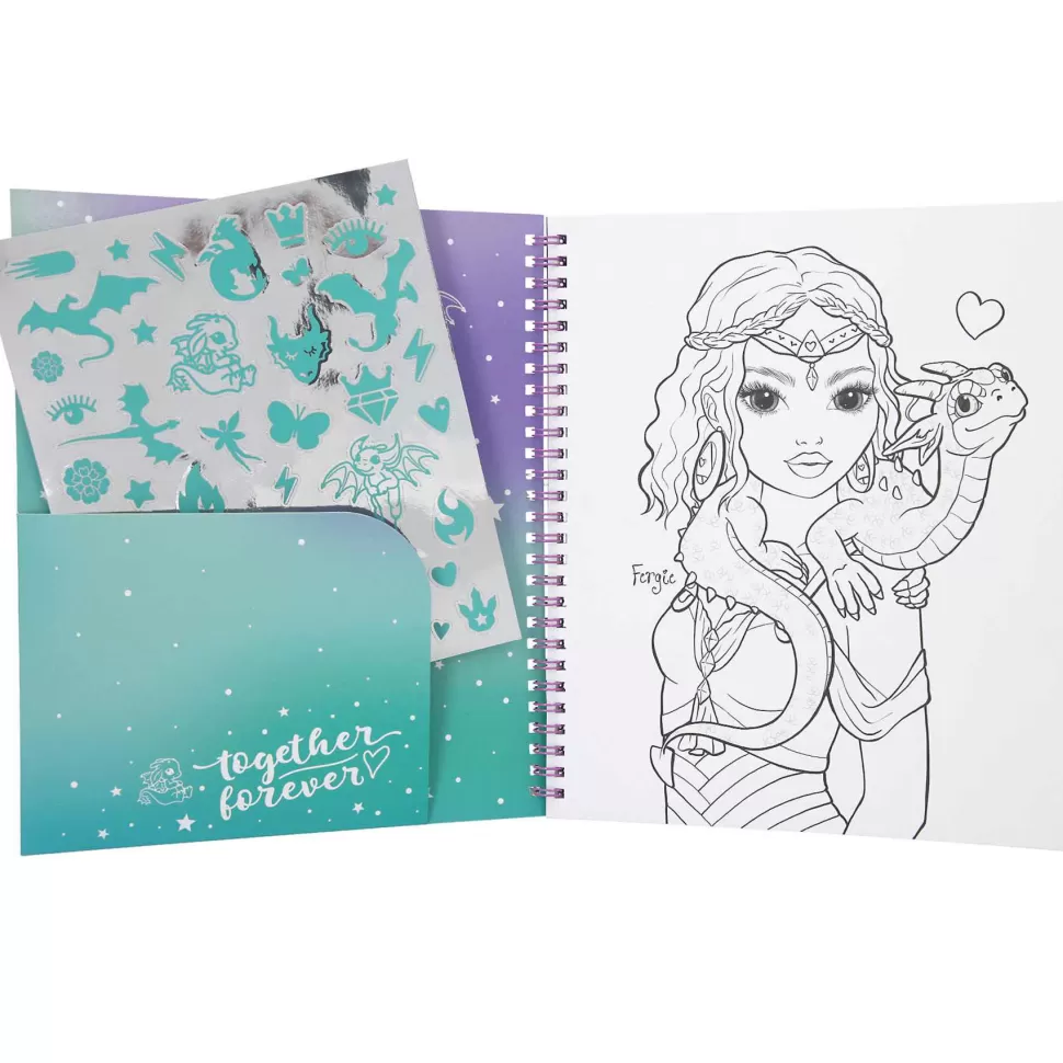 TopModel Manualidades^ Libro De Colorear Con Lentejuelas Dragon Love