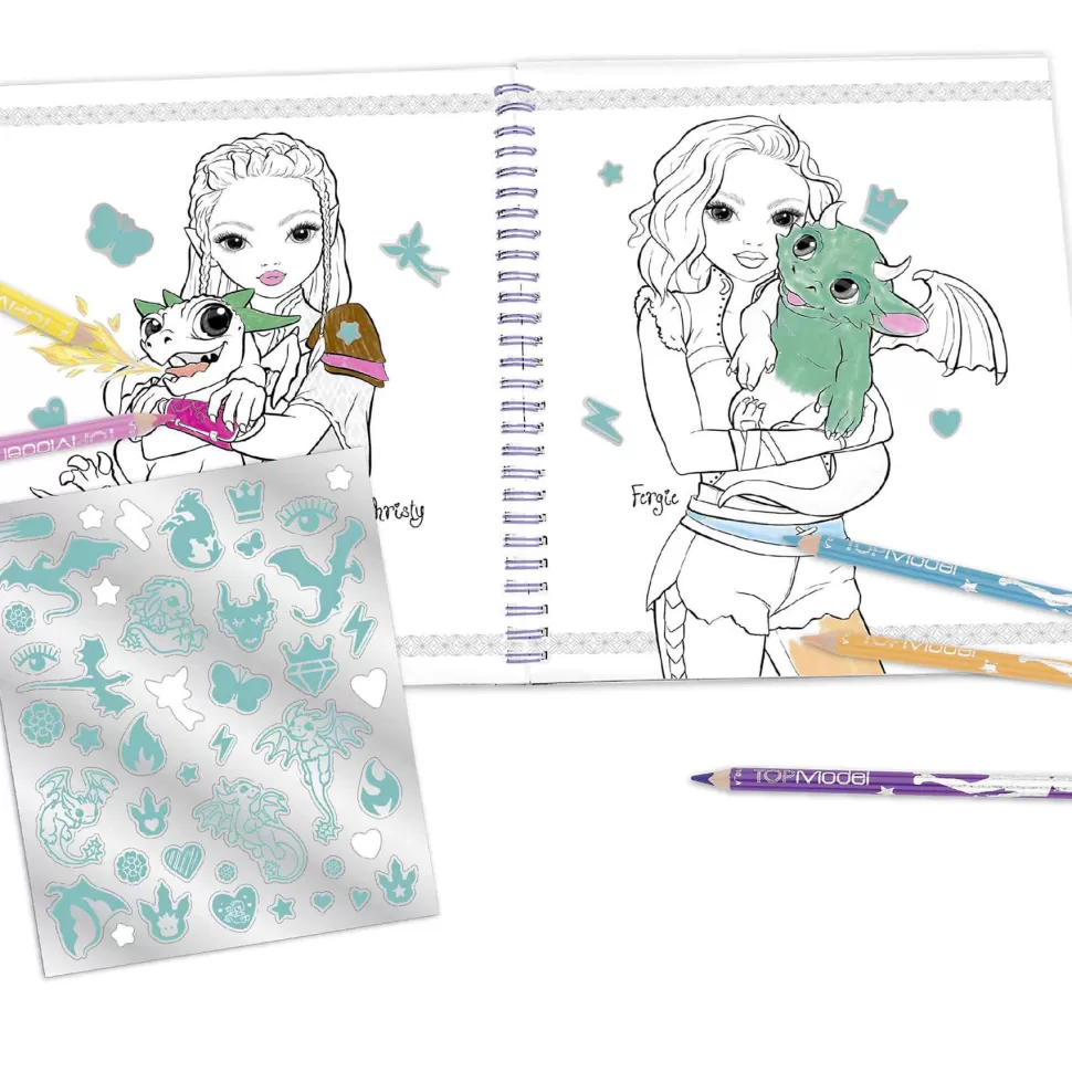 TopModel Manualidades^ Libro De Colorear Con Lentejuelas Dragon Love