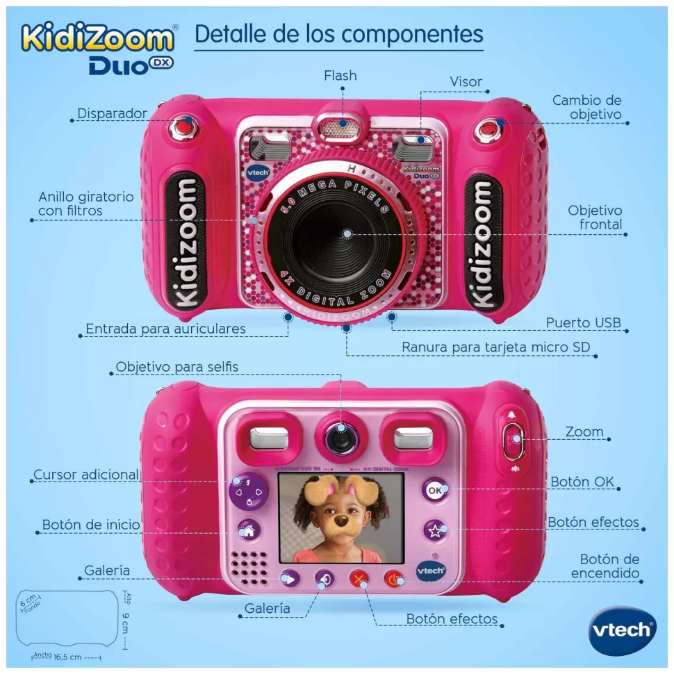 VTech Camara De Fotos Digital Kidizoom Duo Dx 10 En 1 Rosa* Juguetes Electrónicos
