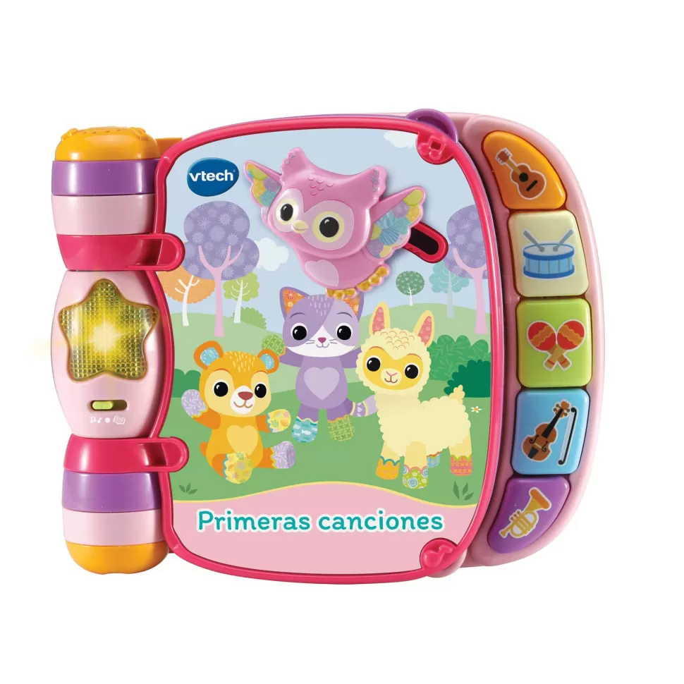 VTech Juguetes Electrónicos^ Primeras Canciones Rosa Libro Interactivo Para Bebes